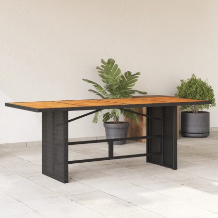 Mesa de jardín superficie madera acacia ratán negro 190x80x75cm en Mesas de jardín | Comprar online en Foru.es