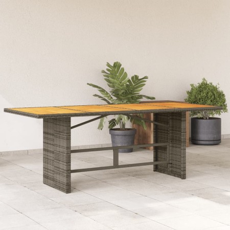 Mesa de jardín superficie madera acacia ratán gris 190x80x75cm en Mesas de jardín | Comprar online en Foru.es