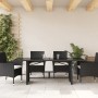 Mesa de jardín superficie de vidrio ratán PE negro 190x80x75 cm en Mesas de jardín | Comprar online en Foru.es