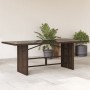 Mesa de jardín superficie vidrio ratán PE marrón 190x80x75 cm en Mesas de jardín | Comprar online en Foru.es