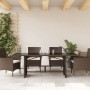 Mesa de jardín superficie vidrio ratán PE marrón 190x80x75 cm en Mesas de jardín | Comprar online en Foru.es