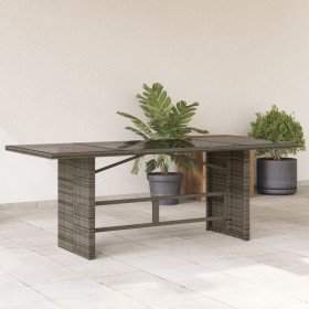 Mesa de jardín superficie de vidrio ratán PE gris 190x80x75 cm en Mesas de jardín | Comprar online en Foru.es