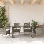 Mesa de jardín superficie de vidrio ratán PE gris 190x80x75 cm en Mesas de jardín | Comprar online en Foru.es