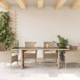Mesa de jardín superficie de vidrio ratán PE beige 190x80x75 cm en Mesas de jardín | Comprar online en Foru.es