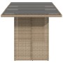 Mesa de jardín superficie de vidrio ratán PE beige 190x80x75 cm en Mesas de jardín | Comprar online en Foru.es