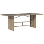 Mesa de jardín superficie de vidrio ratán PE beige 190x80x75 cm en Mesas de jardín | Comprar online en Foru.es