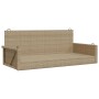 Banco columpio de ratán sintético beige 119x56x48 cm en Bancos de jardín | Comprar online en Foru.es
