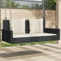 Banco columpio con cojines negro 119x56x48 cm ratán sintético en Bancos de jardín | Comprar online en Foru.es