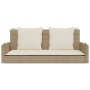 Banco columpio con cojines ratán sintético beige 119x56x48 cm en Bancos de jardín | Comprar online en Foru.es