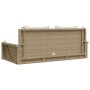 Banco columpio con cojines ratán sintético beige 119x56x48 cm en Bancos de jardín | Comprar online en Foru.es