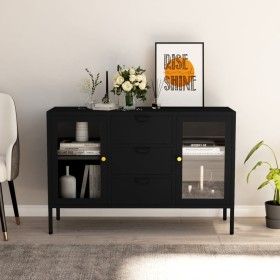 Aparador de acero y vidrio negro 105x35x70 cm de vidaXL, Aparadores - Ref: Foro24-336076, Precio: 205,75 €, Descuento: %