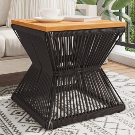 Mesa de centro base de alambre madera acacia negro 38x38x38 cm en Mesas de jardín | Comprar online en Foru.es