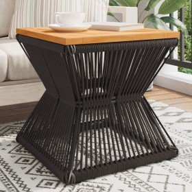 Mesa de centro base de alambre madera acacia negro 38x38x38 cm en Mesas de jardín | Comprar online en Foru.es