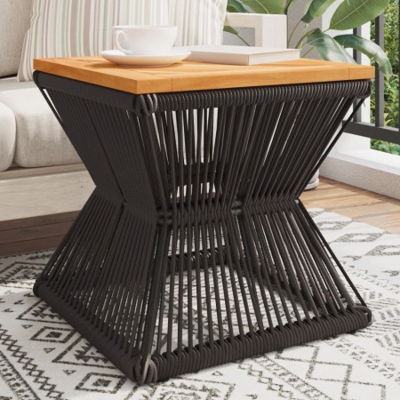 Mesa de centro base de alambre madera acacia negro 38x38x38 cm en Mesas de jardín | Comprar online en Foru.es