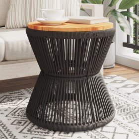 Mesa de centro base de alambre madera acacia negro Ø 45x44 cm en Mesas de jardín | Comprar online en Foru.es