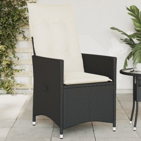 Sillón reclinable de jardín con cojines ratán sintético negro en Sillas de jardín | Comprar online en Foru.es