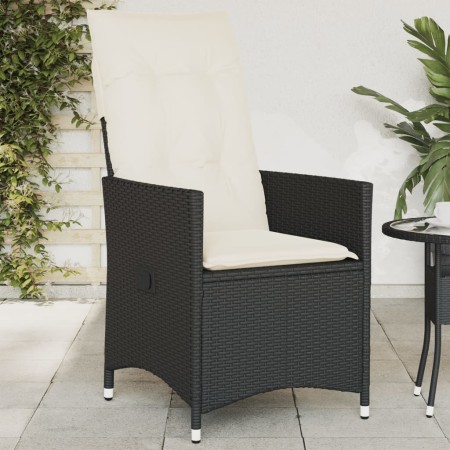 Sillón reclinable de jardín con cojines ratán sintético negro en Sillas de jardín | Comprar online en Foru.es