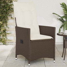 Sillón reclinable de jardín con cojines ratán sintético marrón en Sillas de jardín | Comprar online en Foru.es