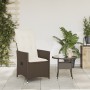 Sillón reclinable de jardín con cojines ratán sintético marrón en Sillas de jardín | Comprar online en Foru.es