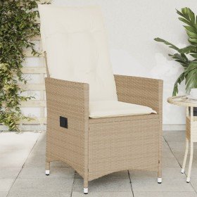 Silla de jardín reclinable con cojines ratán sintético beige en Sillas de jardín | Comprar online en Foru.es
