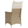 Silla de jardín reclinable con cojines ratán sintético beige en Sillas de jardín | Comprar online en Foru.es