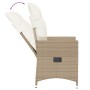 Silla de jardín reclinable con cojines ratán sintético beige en Sillas de jardín | Comprar online en Foru.es