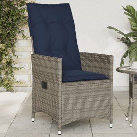 Silla de jardín reclinable con cojines de ratán sintético gris en Sillas de jardín | Comprar online en Foru.es