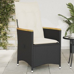 Sillón reclinable de jardín con cojines ratán sintético negro en Sillas de jardín | Comprar online en Foru.es