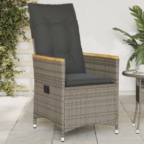 Sillón reclinable de jardín con cojines ratán sintético gris en Sillas de jardín | Comprar online en Foru.es