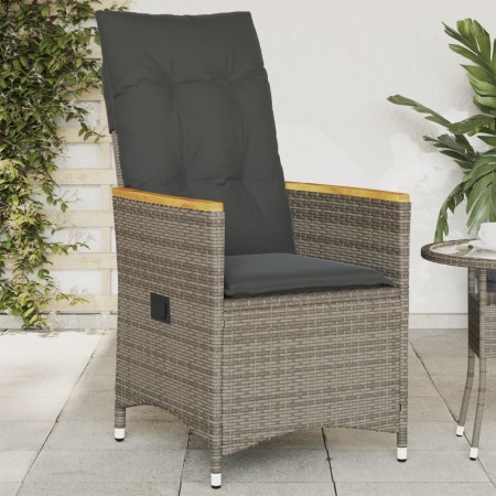 Sillón reclinable de jardín con cojines ratán sintético gris en Sillas de jardín | Comprar online en Foru.es