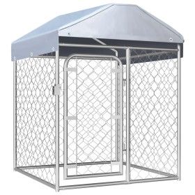 Perrera de exterior con techo 100x100x125 cm de vidaXL, Casetas y cercados para perros - Ref: Foro24-144491, Precio: 185,15 €...