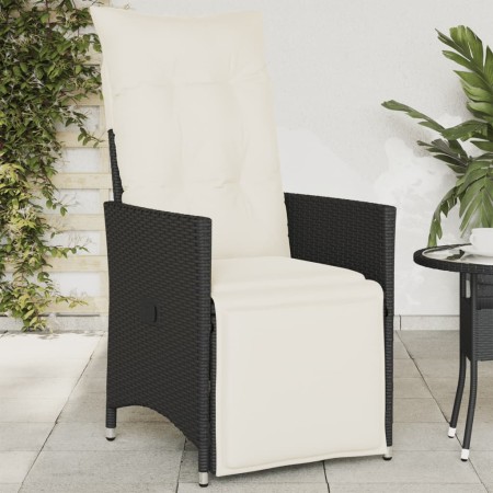Sillón reclinable de jardín con cojines ratán sintético negro en Sillas de jardín | Comprar online en Foru.es
