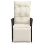 Sillón reclinable de jardín con cojines ratán sintético negro en Sillas de jardín | Comprar online en Foru.es