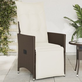 Sillón reclinable de jardín con cojines ratán sintético marrón en Sillas de jardín | Comprar online en Foru.es
