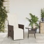 Sillón reclinable de jardín con cojines ratán sintético marrón en Sillas de jardín | Comprar online en Foru.es