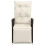 Sillón reclinable de jardín con cojines ratán sintético marrón en Sillas de jardín | Comprar online en Foru.es