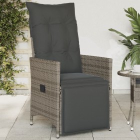 Sillón reclinable de jardín con cojines ratán sintético gris en Sillas de jardín | Comprar online en Foru.es