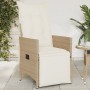 Silla de jardín reclinable con cojines ratán sintético beige en Sillas de jardín | Comprar online en Foru.es