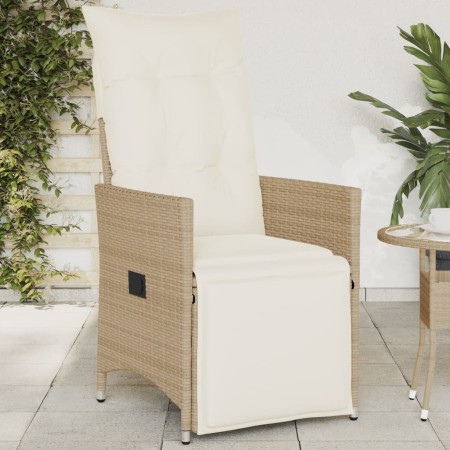 Silla de jardín reclinable con cojines ratán sintético beige en Sillas de jardín | Comprar online en Foru.es