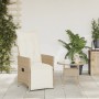 Silla de jardín reclinable con cojines ratán sintético beige en Sillas de jardín | Comprar online en Foru.es