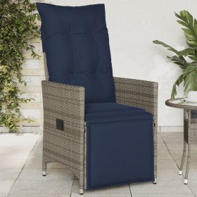 Silla de jardín reclinable con cojines de ratán sintético gris en Sillas de jardín | Comprar online en Foru.es