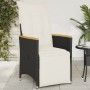 Sillón reclinable de jardín con cojines ratán sintético negro en Sillas de jardín | Comprar online en Foru.es