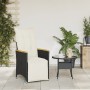 Sillón reclinable de jardín con cojines ratán sintético negro en Sillas de jardín | Comprar online en Foru.es