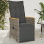 Sillón reclinable de jardín con cojines ratán sintético gris en Sillas de jardín | Comprar online en Foru.es