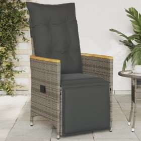 Sillón reclinable de jardín con cojines ratán sintético gris en Sillas de jardín | Comprar online en Foru.es