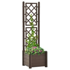 Jardinera con enrejado PP moca 43x43x142 cm de vidaXL, Maceteros y jardineras - Ref: Foro24-313980, Precio: 97,94 €, Descuent...
