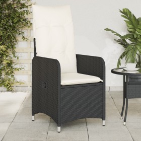 Sillón reclinable de jardín con cojines ratán sintético negro en Sillas de jardín | Comprar online en Foru.es