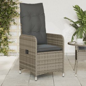 Sillón reclinable de jardín con cojines ratán sintético gris en Sillas de jardín | Comprar online en Foru.es