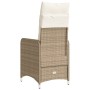 Silla de jardín reclinable con cojines ratán sintético beige en Sillas de jardín | Comprar online en Foru.es