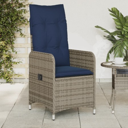 Silla de jardín reclinable con cojines de ratán sintético gris en Sillas de jardín | Comprar online en Foru.es